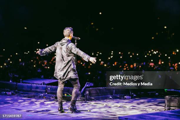 Alfonso Pichardo, singer of Moenia performs as part of the 'Festival Cactus 2023' at Terrenos de La Feria on September 30, 2023 in Torreon, Mexico.