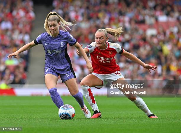 Marie Hobinger of Liverpool Women in action during the Barclays Women's Super League match between Arsenal FC and Liverpool FC at Emirates Stadium on...