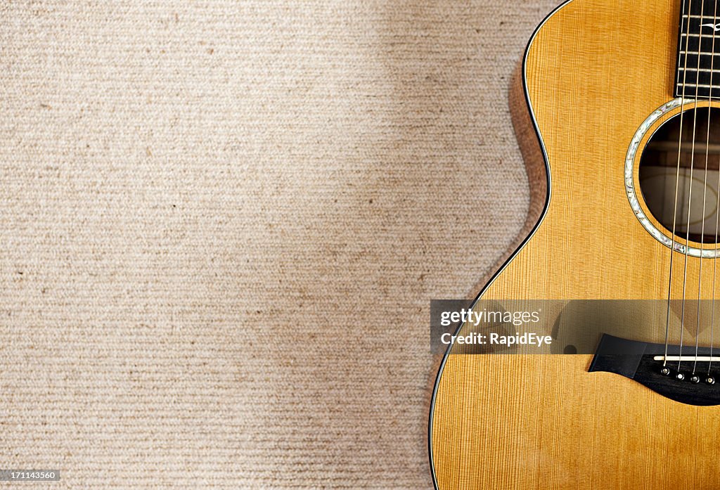 Fine acoustic guitar against carpet background