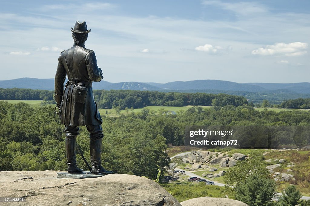 Devils Den depuis peu partie Top, surplombant le champ de bataille de Gettysburg