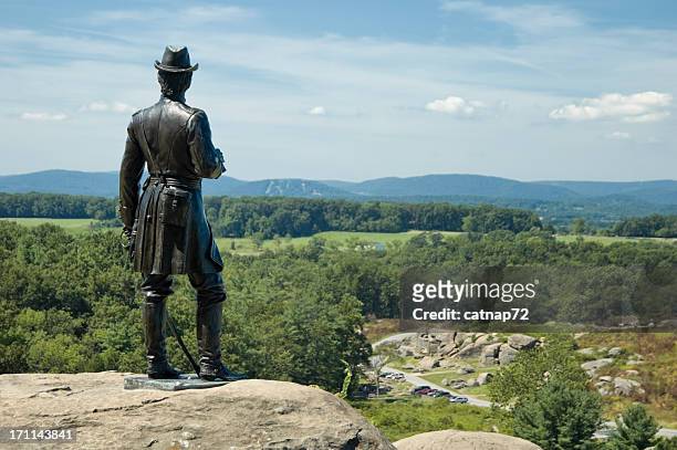 devils den from little round top, gettysburg battlefield overlook - gettysburg stock pictures, royalty-free photos & images
