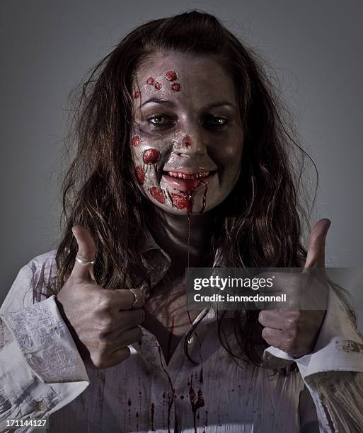 approving zombie - zombie makeup stock pictures, royalty-free photos & images