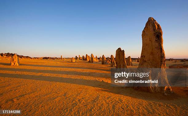 the pinnacles desert bei sonnenuntergang - pinnacles australia stock-fotos und bilder