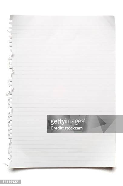 blank lined sheet of paper on white - notebook paper stock pictures, royalty-free photos & images