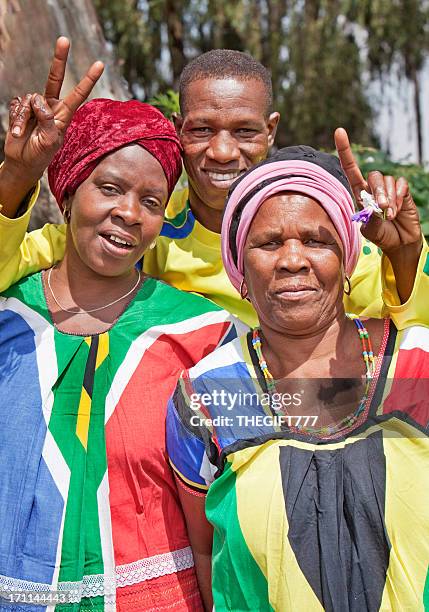 three african soccer supporters - south african culture stock pictures, royalty-free photos & images