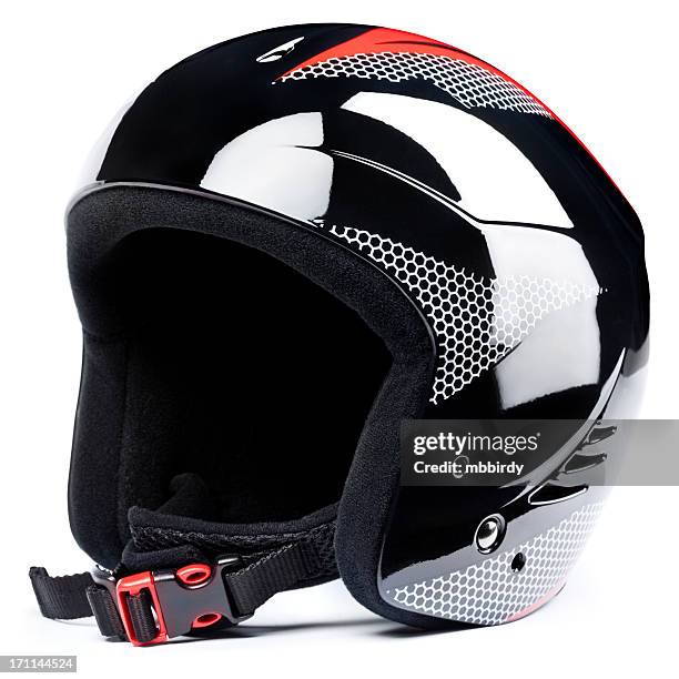 skihelm, isoliert auf weißem hintergrund - skihelm freisteller stock-fotos und bilder