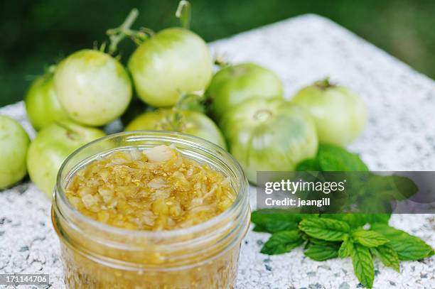 green tomato chutney - relish stock pictures, royalty-free photos & images