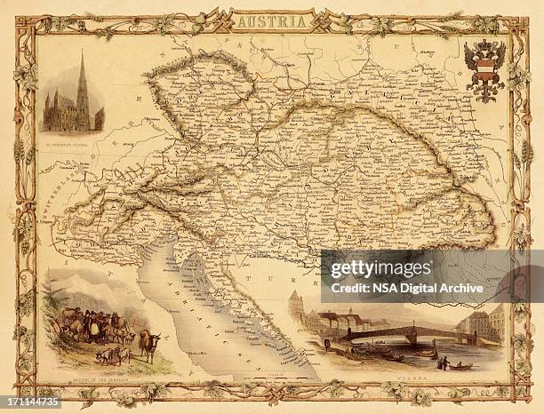 map of austria from 1851 - jewish prayer shawl stock illustrations