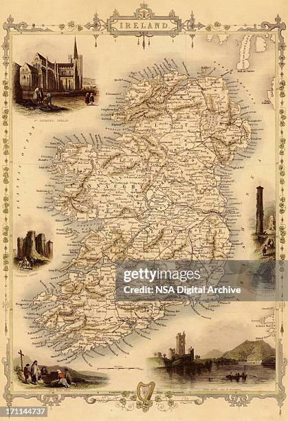 bildbanksillustrationer, clip art samt tecknat material och ikoner med map of ireland from 1851 - ireland