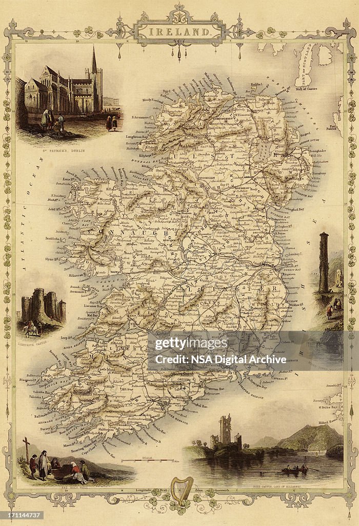 Map of Ireland from 1851