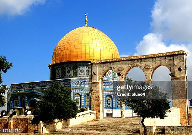 kuppel des jerusalemer tempelberg, rock - al aqsa moschee stock-fotos und bilder