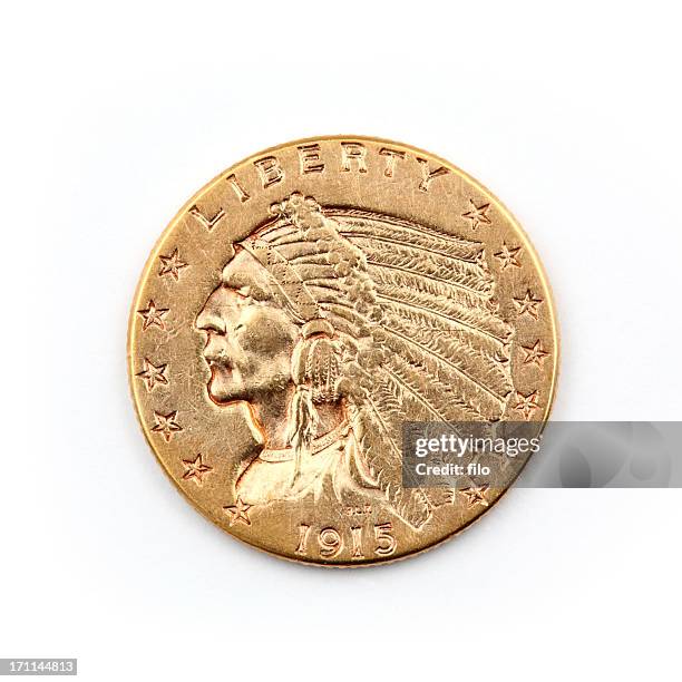 indian head gold coin - coin collection stock pictures, royalty-free photos & images