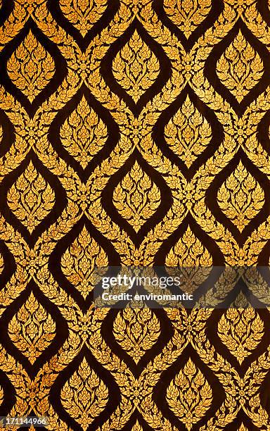 ancient thai buddhist temple mural background. - thailand pattern stock pictures, royalty-free photos & images