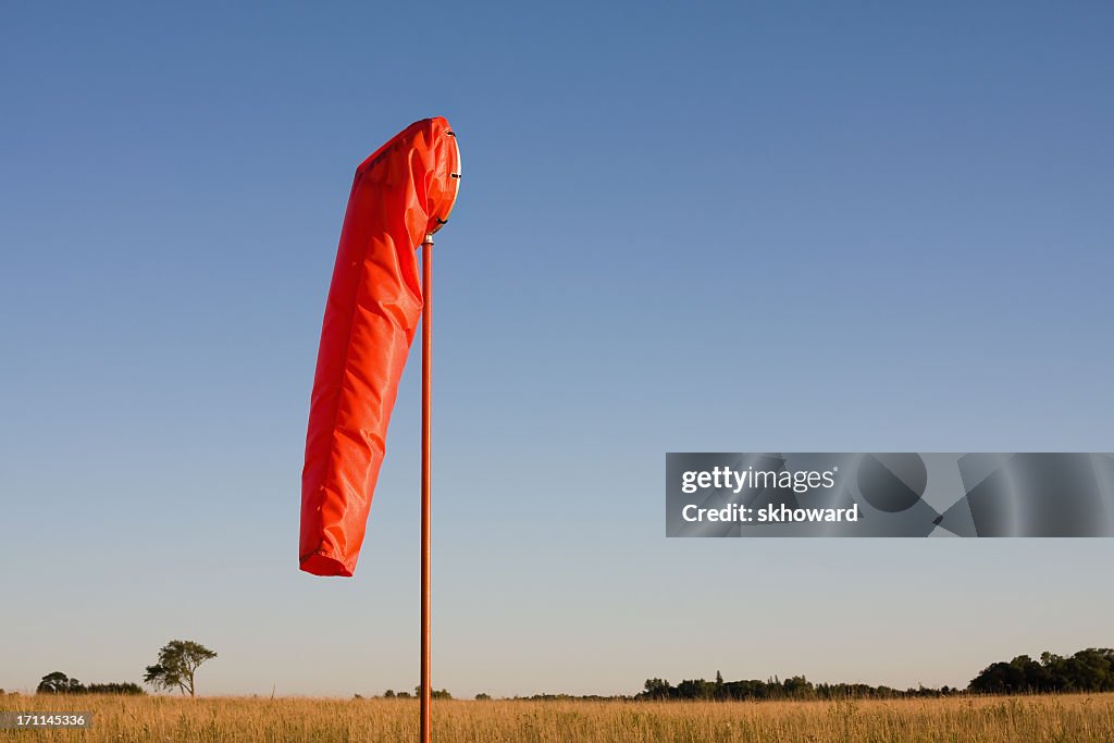 Orange Windsock at Rural Airport