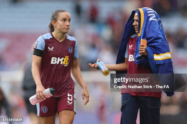 Lucy Staniforth of Aston Villa looks on following the team's loss during the Barclays Women's Super League match between Aston Villa and Manchester...