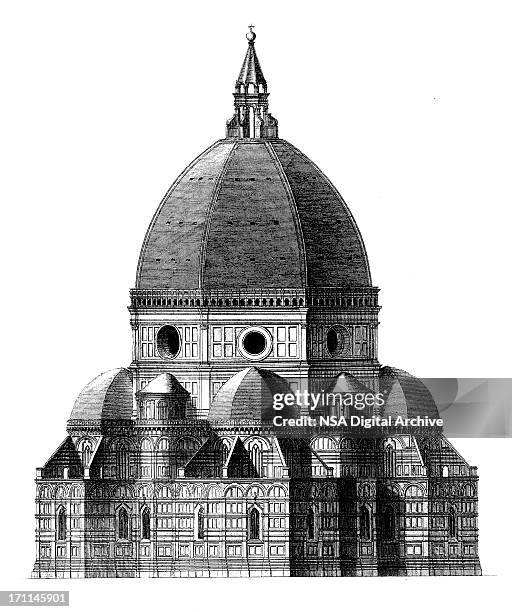 florence cathedral | antique architectural illustrations - renaissance stock illustrations