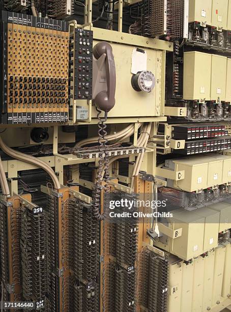 old fashioned telephone exchange. - telephone switchboard stock pictures, royalty-free photos & images