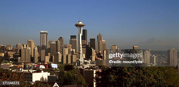 skyline seattle - seattle map stock pictures, royalty-free photos & images