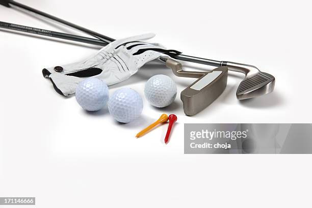 golf equipment...ball.gloves,stick - golf accessories stock pictures, royalty-free photos & images