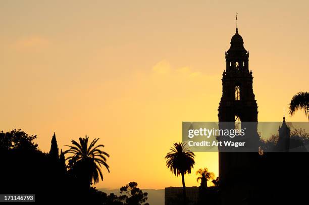 balboa park at sunset - san diego - balboa park stock pictures, royalty-free photos & images