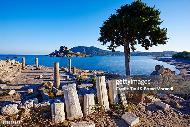 kos, kefalos bay, agios stefanos church ruins - greek islands ストックフォトと画像