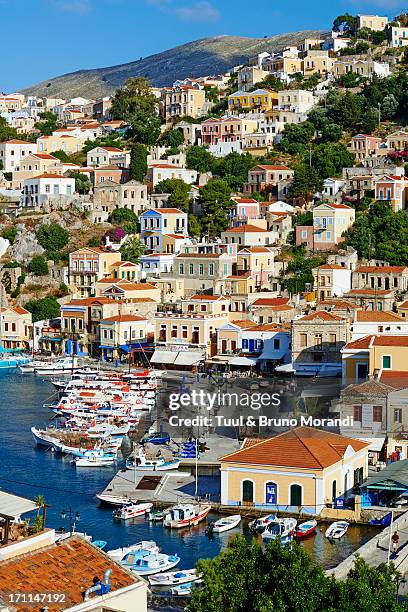 greece, dodecanese, symi, gialos harbour - symi ストックフォトと画像