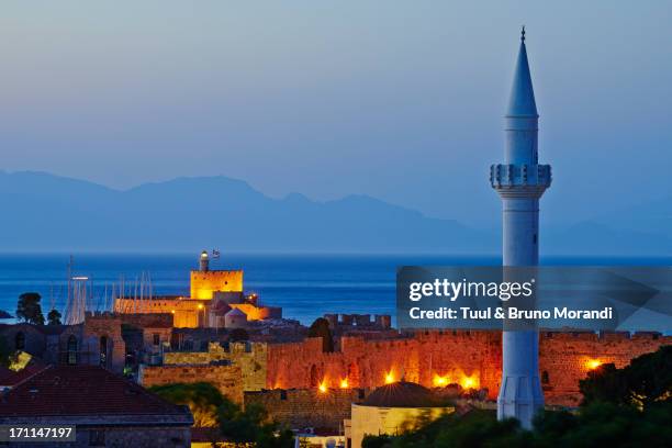 greece, dodecanese, rhodes, ibrahim pacha mosque - pueblo de rodas fotografías e imágenes de stock