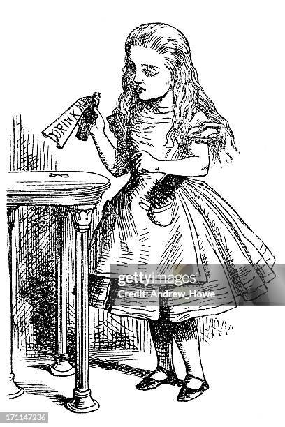 drink mich - alice in wonderland stock-grafiken, -clipart, -cartoons und -symbole