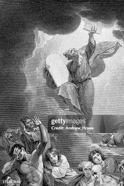 ten commandments - moses religious figure stock illustrations