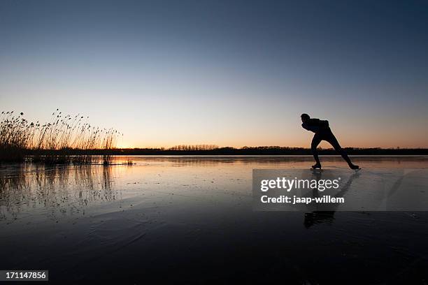 ice skating at dusk - ice skate bildbanksfoton och bilder