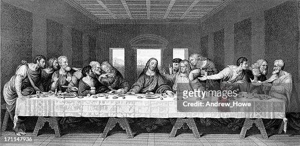 last supper - renaissance stock illustrations