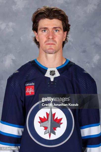 Mark Scheifele of the Winnipeg Jets poses for his official headshot for the 2023-2024 season on September 20, 2023 at Hockey For All Centre in...