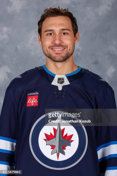 Nino Niederreiter of the Winnipeg Jets poses for his official headshot for the 2023-2024 season on September 20, 2023 at Hockey For All Centre in...