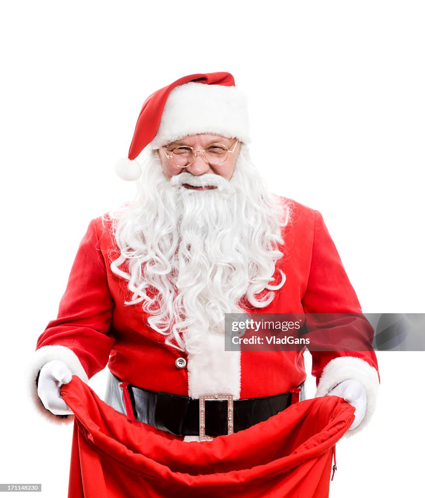 Santa holding a bag of gifts