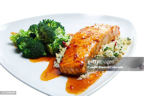 glazed salmon - salmon isolated stock pictures, royalty-free photos & images