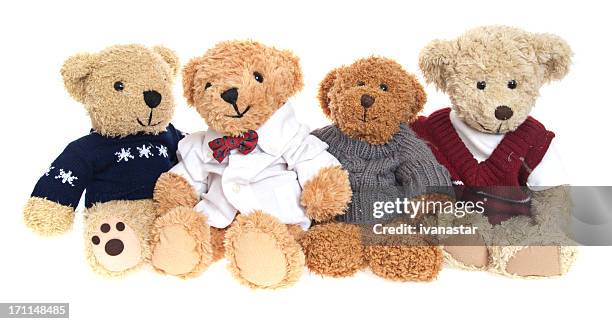 teddy bear friends - four animals stock pictures, royalty-free photos & images