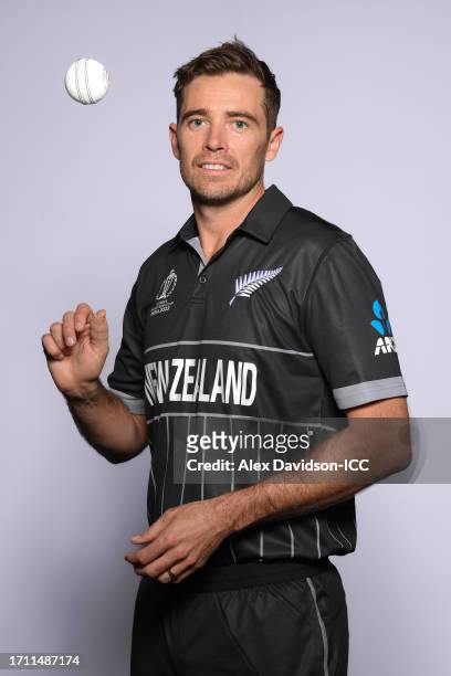 Tim Southee of New Zealand poses for a portrait ahead of the ICC Men's Cricket World Cup India 2023 on October 01, 2023 in Thiruvananthapuram, India.