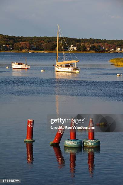 channel markers - duxbury, massachusetts stock pictures, royalty-free photos & images