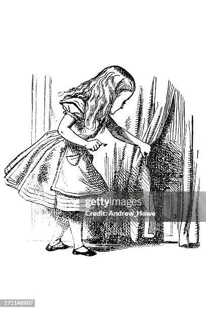 alice and the door - alice stock illustrations