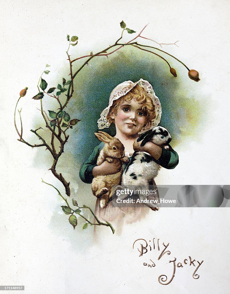 Child with Rabbits Illustration