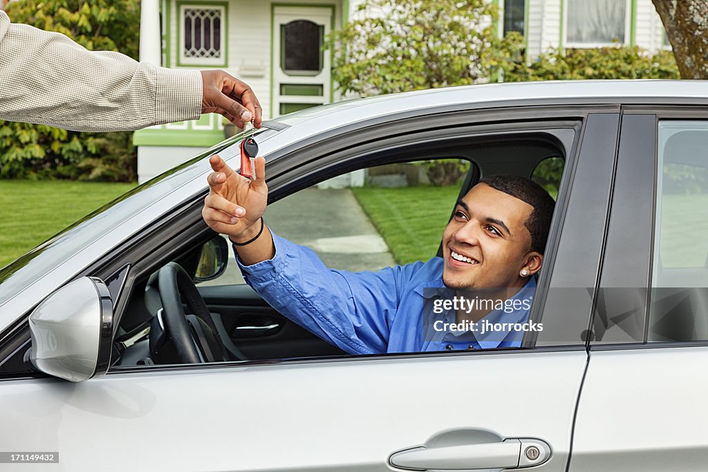 Young Man Borrowing Friend's Car