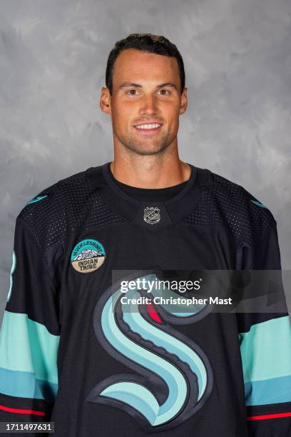 Brian Dumoulin of the Seattle Kraken poses for his official headshot for the 2023-2024 season on September 20, 2023 at the Kraken Community Iceplex...