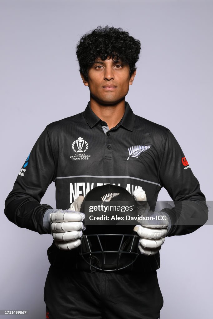 Rachin R Rachin Ravindra of New Zealand poses for a portrait ahead of the ICC ...
