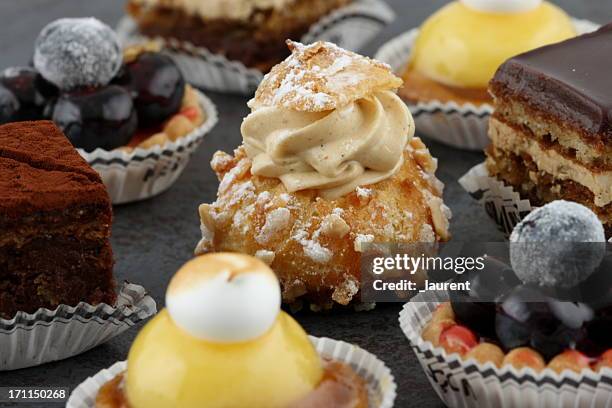 french mignardise - eclair stock pictures, royalty-free photos & images