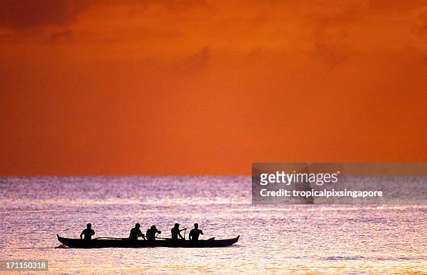 usa hawaii o'ahu, north shore, outrigger canoe. - outrigger stock pictures, royalty-free photos & images