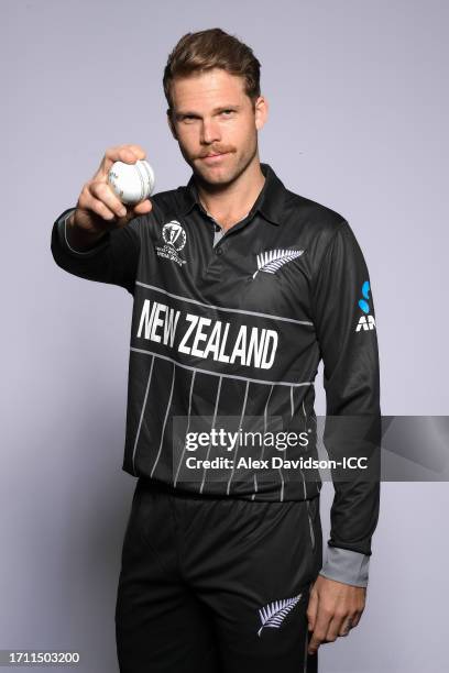 Lockie Ferguson of New Zealand poses for a portrait ahead of the ICC Men's Cricket World Cup India 2023 on October 01, 2023 in Thiruvananthapuram,...