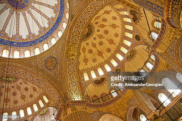 sultan ahmed - blue mosque ceiling - namaz stock pictures, royalty-free photos & images