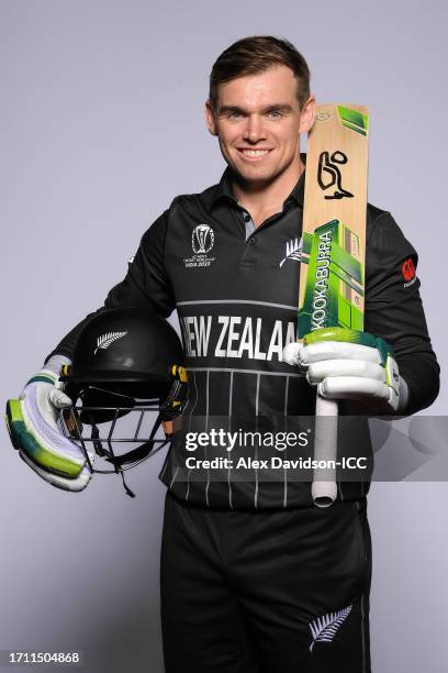 Tom Latham of New Zealand poses for a portrait ahead of the ICC Men's Cricket World Cup India 2023 on October 01, 2023 in Thiruvananthapuram, India.