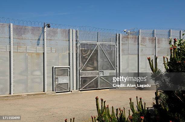 the moye prison,jersey. - prison fence stock pictures, royalty-free photos & images