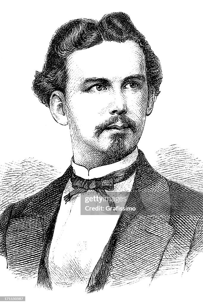 Engraving of King Ludwig II from 1870